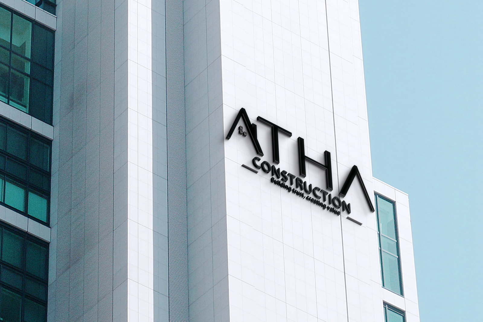 Atha Construction Logo Mockup